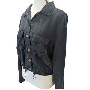 Lulus Utility Chic Cropped Jacket Gray | Minimal Cool-Girl Casual | Size Medium